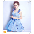 New Lady Dresses Light Blue Short Frock Dresses with Handmade Butterfly OEM Factory Fashion Short Mini Dresses For Ladies